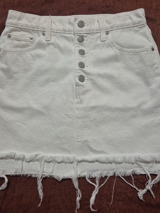 Lucky Brand Dresses & Skirts - Lucky Brand White Distressed Button-Front Mini Skirt